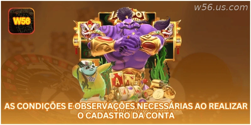 As condições e observações necessárias ao realizar o cadastro da conta.
